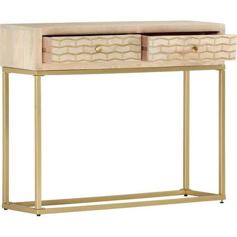 Maison Exclusive - Tavolo Consolle Oro 90x30x75 cm Legno Massello di Mango (1/5)
