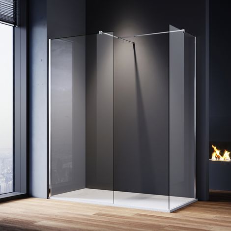 ELEGANT Shower Cabin 700mm Main Shower Door 700mm Side Shower Screen 1400x700mm Shower Tray Slate Effect Free Waste Trap (1/5)