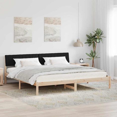 Bettgestell Braun und Schwarz 200 x 200 cm Massivholz Kiefer