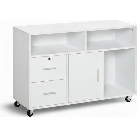 Meuble de rangement de bureau branco en melamina 100 x 35 x 65 cm (1/5)