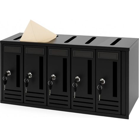 Cassetta della posta condominiale a 5 posti - mis. 52x18x30 cm - Buca delle lettere in acciaio verniciato con targhette, chiavi e feritoie d'ispezione (1/5)