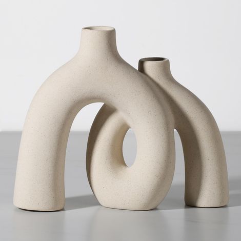 Lot de 2 vases en céramique – Décoration d'intérieur bohème nordique élégante – Le cadeau idéal pour votre salon (1/5)