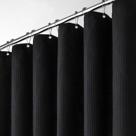 Black embossed shower curtain with metal ring, (1/4)