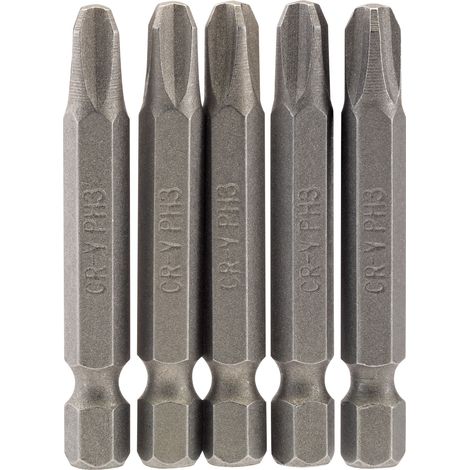 Draper 5-Piece 50mm No.3 Cross Slot (Phillips) Insert Bit Set with 1/4" Hex Shank (1/5)