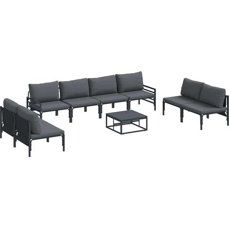 Maison Exclusive - Gartensofa-set mit Kissen 9 pcs Schwarz Stahl