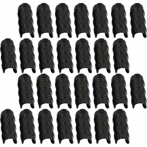 30 Pcs Bâtiments De Jardin Tube Clip PC, Serre Cadre Pinces De Tuyau Tube Film Clip, Noir 20mm (1/4)