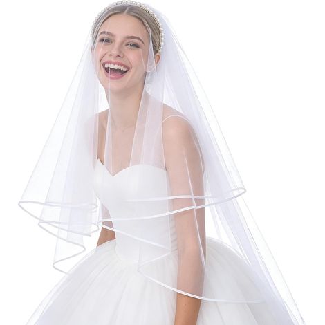 Junggesellinnenabschied Schleier  Weißes Transparentes Kurzes Fotorequisite,Brautschleier mit Perlen-Haarband  für Damen zur Hochzeit, zur Junggesellinnenabschiedsparty und für festliche (1/5)