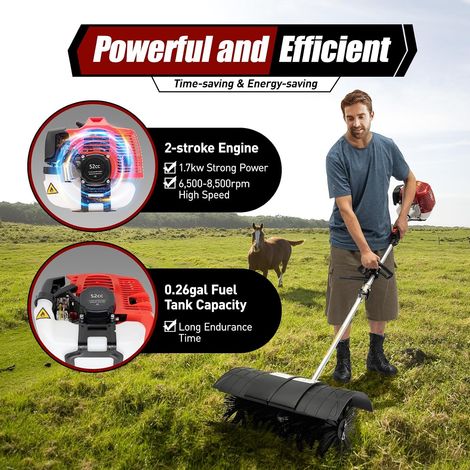 52CC Kehrmaschine Benzin 2-Takt Motorbesen Kehrbesen Benzin mit 56cm Bürstenbreite 1.7kW Schneeräumer für Kunstrasen Geeignet für Die Reinigung Von Kunstrasen und Straßen (1/5)