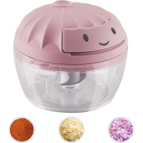 Mini hachoir à ail manuel pour la cuisine, coupe-oignon, hachoir à ail, rose, 160 ml (1/5)