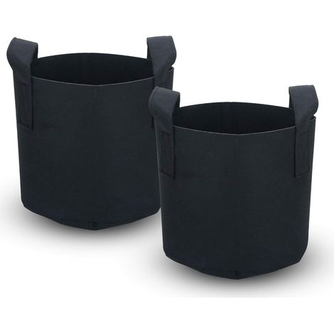 Set of 2 Non-woven Planting Bags, 38 liters (10 gallons), 40 x 30 cm, with Carrying Handles, for Garden, Greenhouse, etc.