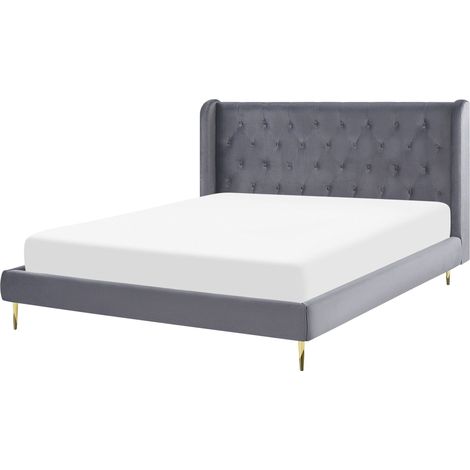 Letto matrimoniale in velluto grigio 160 x 200 cm Forbach