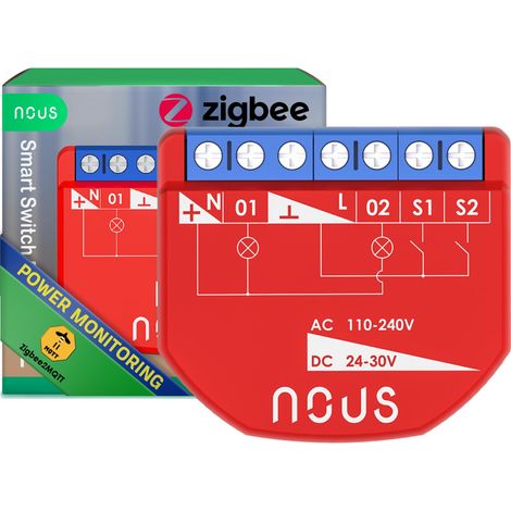 Module Interrupteur Intelligent ZigBee avec Mesure de Puissance, 2 Canaux, AC 16A/DC 10A, 3.0 Hub Requis, Compatible avec Zigbee2MQTT, Home Assistant (1/5)