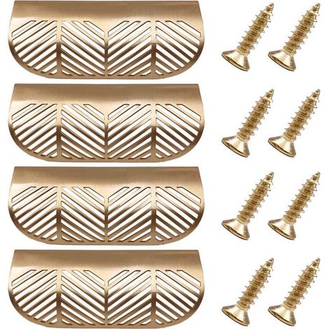 4 Poignées Invisibles Laiton Doré pour Porte d'Armoire, Poussoir Métal Encastré pour Meuble et Placard, Bouton Caché pour Tiroir, Quincaillerie Mural - L117 (1/5)
