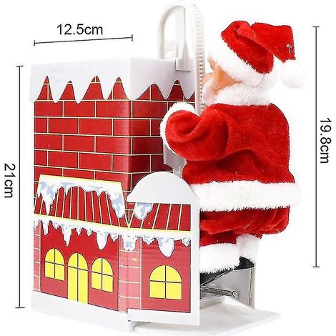 Poupée Père Noël grimpant à la cheminée, poupée électrique de Noël avec musique, décoration de Noël, cadeau pour enfants (1/4)