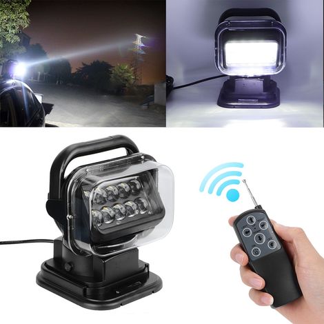 Projecteur LED noir 50 W avec télécommande, lampe de travail haute luminosité pour voiture, yacht ou SUV (1/5)