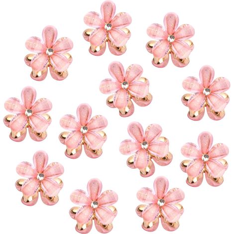 12pcs Mini Pinces à Cheveux, Pince à Cheveux avec Des Fleurs, Mini Barrette Clip en Métal, Mini Clips de Griffe, Petites Pinces à (1/5)