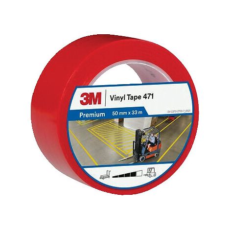 Ruban de marquage au sol 3M 471® support vynile avec adhésif caoutchouc épaisseur 0,14mm jaune rouleau de 33m par 50mm - 3M
