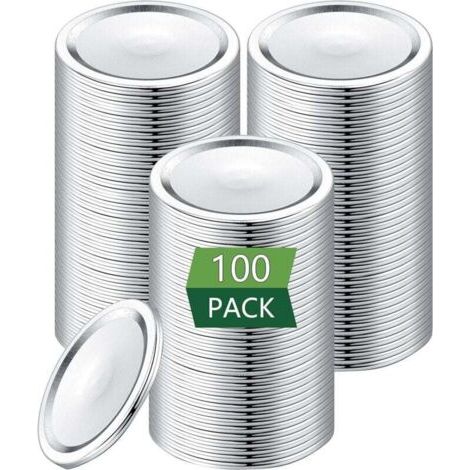 100 couvercles de conserve [large bouche] pour boule, Couvercles de bocaux Mason en métal de type fendu (100 pcsWide Mouth) (1/5)