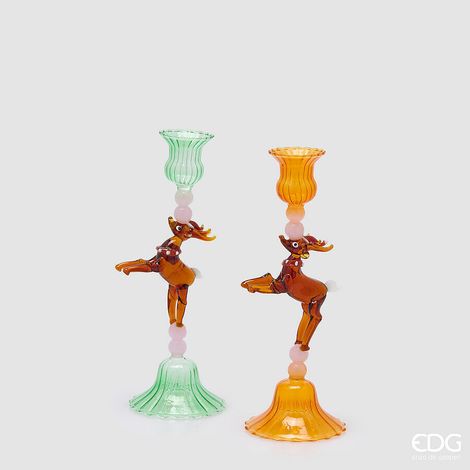 EDG Enzo De Gasperi Portacandela Renna Green Mix Ass. 1 Pz H24 Ø8,5 cm – Decorazione di Natale (1/5)