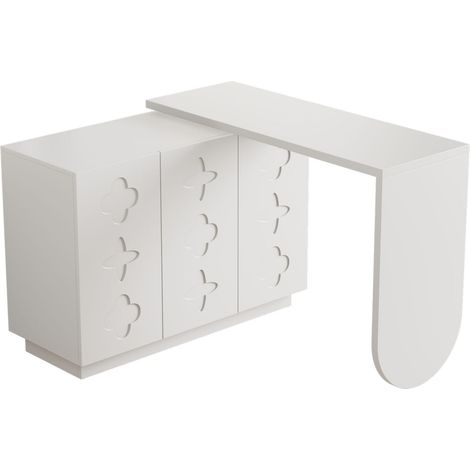 Escritorio de esquina en L giratorio 110 cm blanco en MDF MODENUIT (1/5)