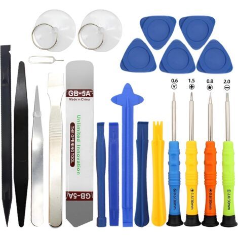 Kit d'outils de réparation de téléphone portable, 22 pièces, outils de démontage professionnels pour réparation de smartphone, iPad, téléphone, écran d'ordinateur portable (1/5)
