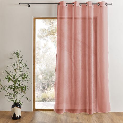 Voilage uni à oeillets grande largeur Rose 160x240 cm