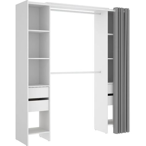 Dressing extensible avec rideau - L110/178 cm - Blanc - LONAZA (1/10)