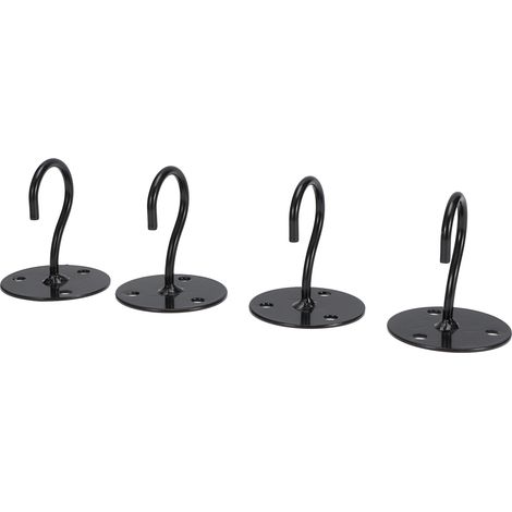 Lot de 4 crochets métalliques noirs pour plafond et mur, parfaits pour lanternes, pots de fleurs et carillons. (1/5)