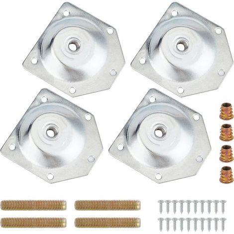 Placa de fijación para patas de muebles, placa de conexión para patas de muebles, patas de muebles con pernos y tornillos de gancho. (1/4)