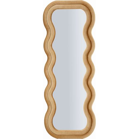 Specchio Allen, Cornice Ondulata Effetto Velluto, Forma Rettangolare, Tipologia a Parete, 60x160h cm oro