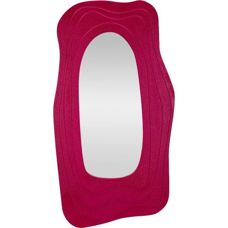 Dmora - Specchio Pregola, Specchiera, Articolo d'arredo a muro, Decorazione con specchio, 90x4 h165 cm, Fucsia