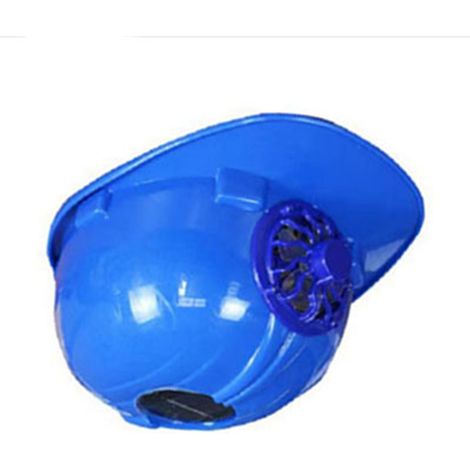 Casque de sécurité ventilé avec refroidissement frontal, alimenté par cellule solaire, respirant et protection solaire pour chantiers, idéal pour l'été et les activités extérieures (bleu). (1/5)