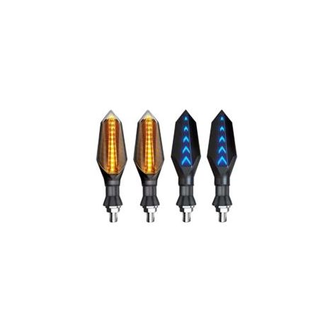 4 pezzi 12V Indicatore di direzione universale per moto Luce lampeggiante ambra bicolore 17 LED Lampada blu ambra - Crezuo (1/4)