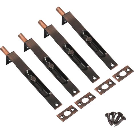 Verrou de porte encastré en acier inoxydable de 10,2 cm avec vis Argenté (4 pièces) (1/5)
