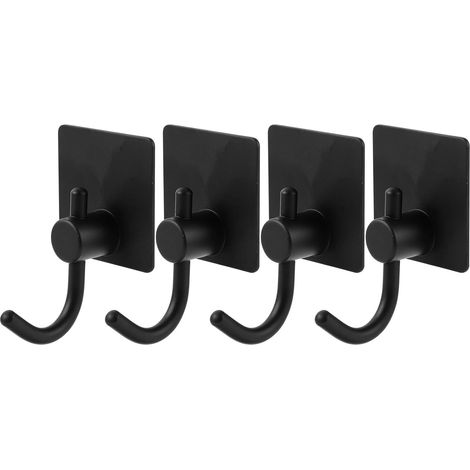 Crochets Adhésifs Muraux en Acier Inoxydable Noir 4pcs, Porte-manteau Suspendu Bien Poli sans Bavure, pour Chapeaux et Imperméables (1/5)