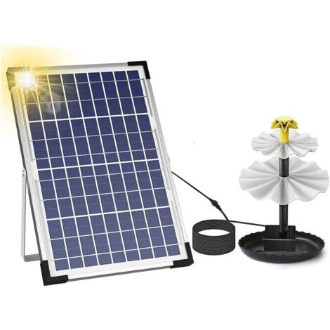 Pompe de Fontaine Solaire 10W 9V 250L/H, Pompe à Eau Solaire avec 9 Buses pour Jardin, Etang, Piscine, Aquarium et Extérieur (1/5)