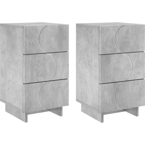 Bedside Cabinet 2 pcs Concrete Grey 33.5 x 34.5 x 60 cm vidaXL