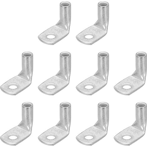 7AWG - 5/32" Bornes En Cuivre, Embouts De Câble De Batterie À 90 Degrés, Connecteurs À Oeil En Cuivre Nu Pour Fournitures Électriques Marines (Argent, 10Pcs) (1/5)