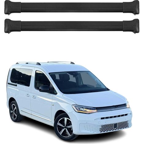 OMAC Barres de toit en aluminium pour VW Caddy IV 2020-2026 – TÜV / DIN 75302:2019 – Charge max 75 kg – 2 barres Noir (1/4)