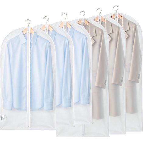Housses de Vêtements à Suspendre 60x100/120cm Lot de 6, Anti Poussière Anti Mites Imperméable, Housse de Protection pour Costume, Chemise, Manteau (1/5)