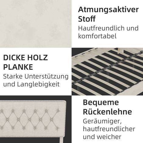 Lit moderne minimaliste moelleux beige 160×200cm,tête de lit confortable,cadre bas sans levage gaz ni rangement,design épuré sans matelas (1/5)