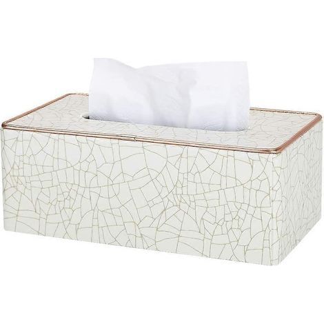 Rechteckige Taschentuchbox aus Leder (beige - Crackle-Muster) (1/4)