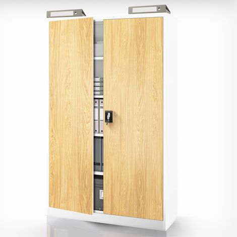 Metall-Aktenschrank fürs Büro Weiß/ Goldene Eiche: Eco Design JAN II