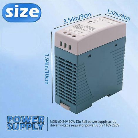 MDR-60 24V 60W Alimentation sur rail DIN, régulateur de tension AC/DC (1/5)