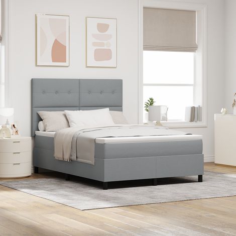 vidaXL Lit à ressorts gris avec matelas et lumière LED, 140 x 200 cm en tissu (1/5)