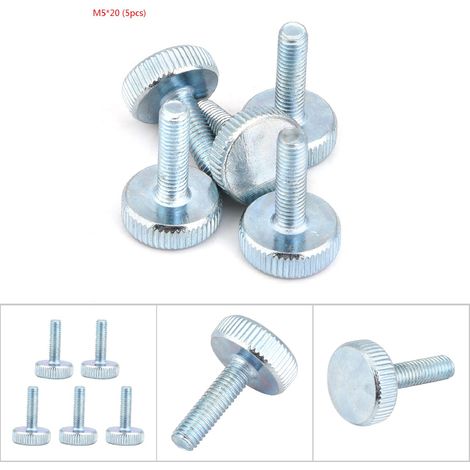 Vis à oreilles M5 en acier au carbone zingué à tête moletée plate (M520 5 pièces)