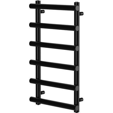 Colore Finley Matt Black 850mm x 500mm Designer Heated Towel Rail (1/5)