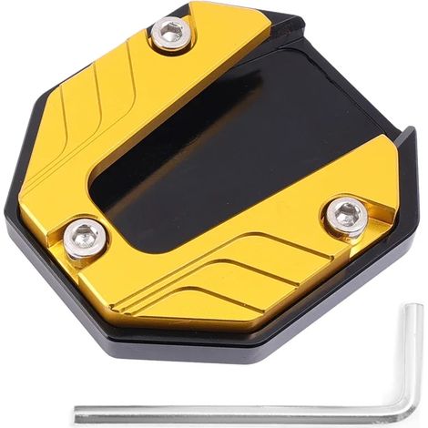 (Jaune, 1 pièce) Extension de béquille latérale pour moto, en alliage d'aluminium, avec support pour pied. Accessoire universel pour moto Maxpower. (1/4)