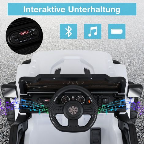 Electric vehicle with remote control & off-road wheels & LED lights Truck driving toy white (1/5)