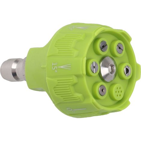 Buse de nettoyeur haute pression 6 en 1 multifonctionnelle et réglable, avec interface de connexion 1/4", verte (1/5)